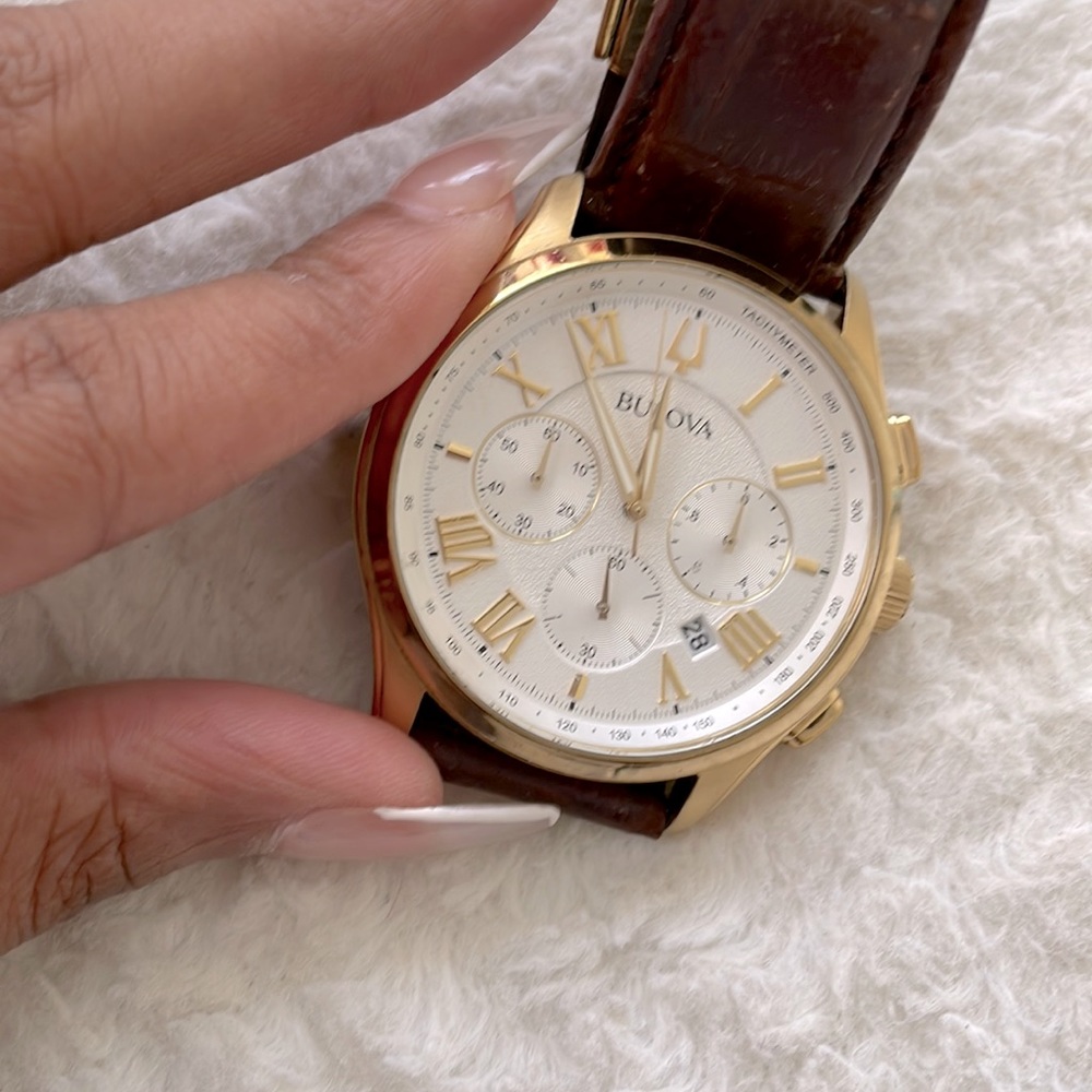 Mens Bulova Wilton Watch custom leather band
